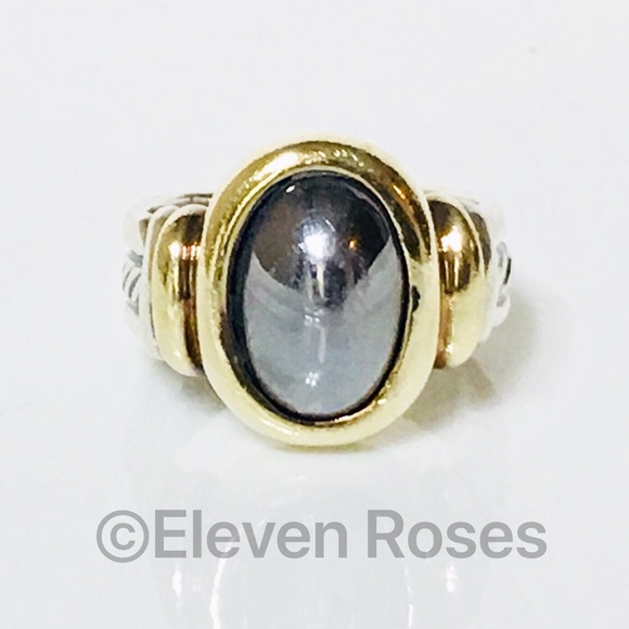 David Yurman Sterling 14k Oval Hematite Ring - Picture 1 of 7
